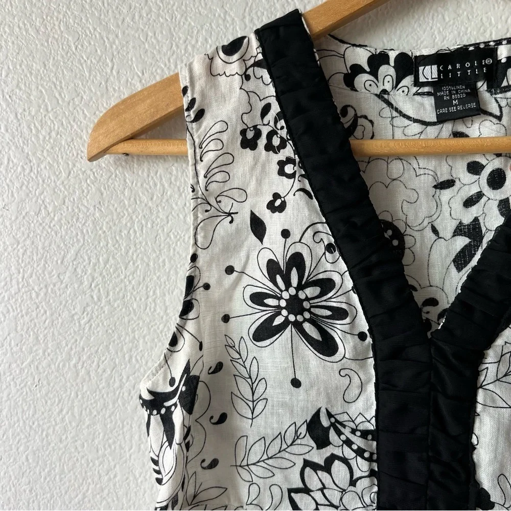 Vintage Y2k White Linen Sleeveless Blouse